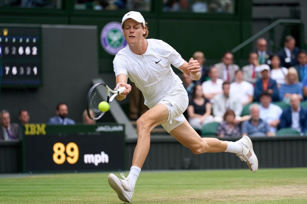 Jannik Sinner in action at Wimbledon.