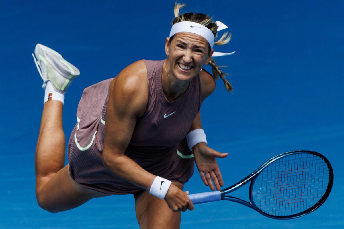 Victoria Azarenka in action ahead of the WTA Doha Open.