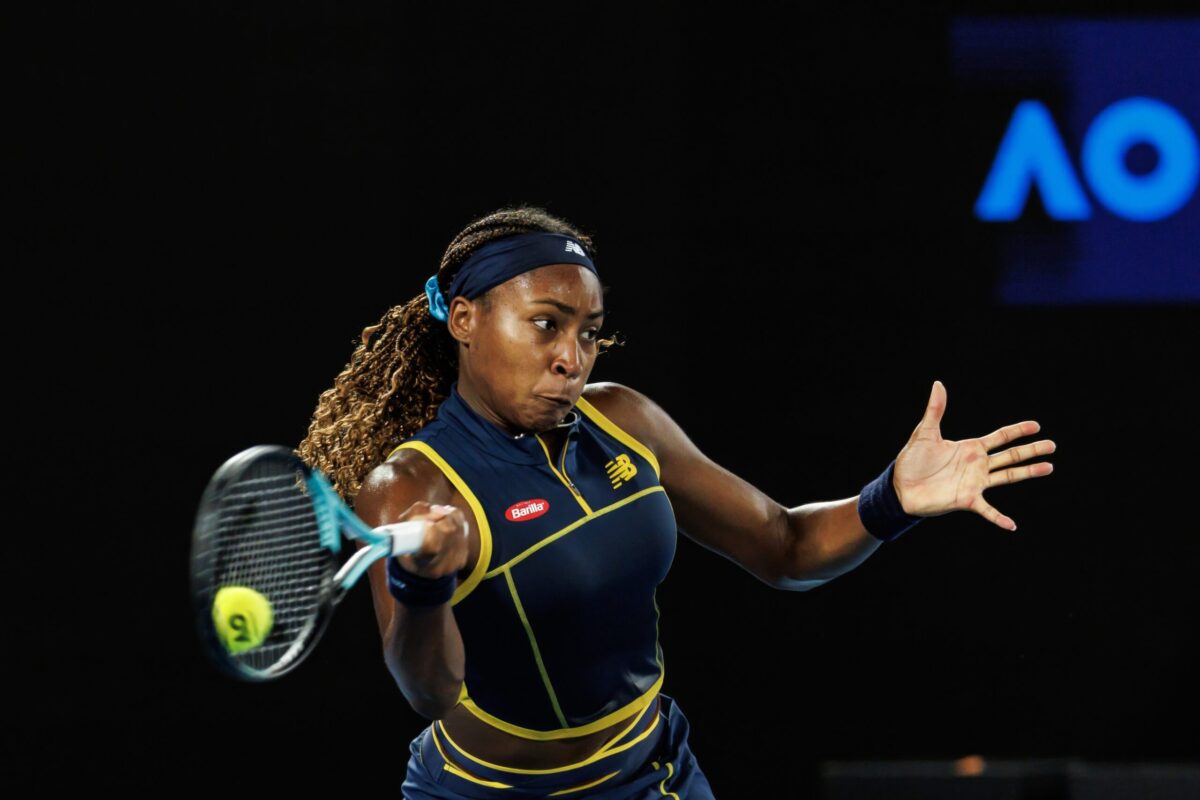 Coco Gauff in action ahead of the WTA Wuhan Open.