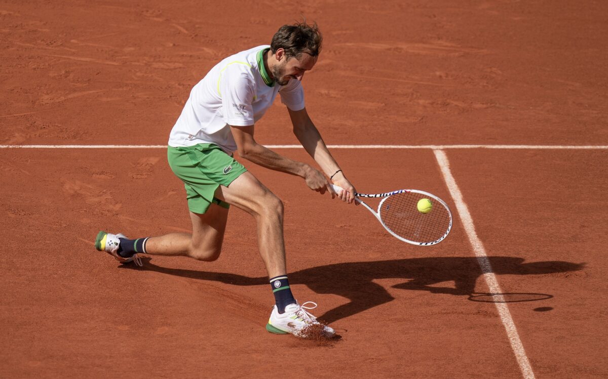 Daniil Medvedev in action ahead of the ATP Monte Carlo Masters.