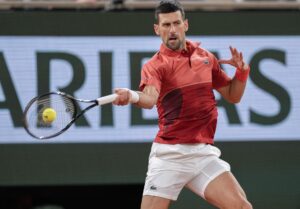 Novak Djokovic in action at the French Open.