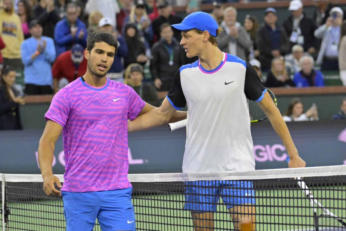 Carlos Alcaraz and Jannik Sinner in Indian Wells.