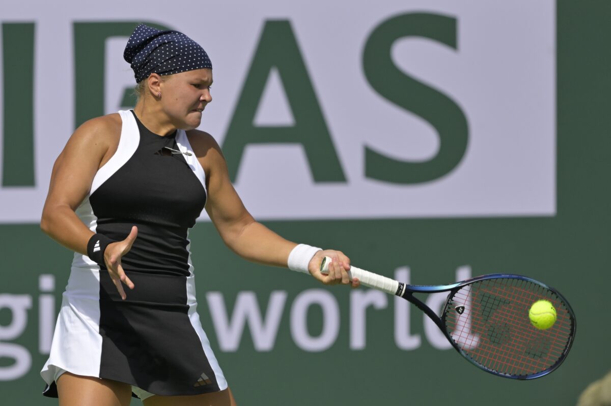 Diana Shnaider in action ahead of the WTA Hong Kong Open.